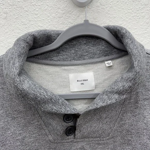 Billy Reid Mouline Shawl Medium Grey French Terry Pullover Sweatshirt Mens XXL